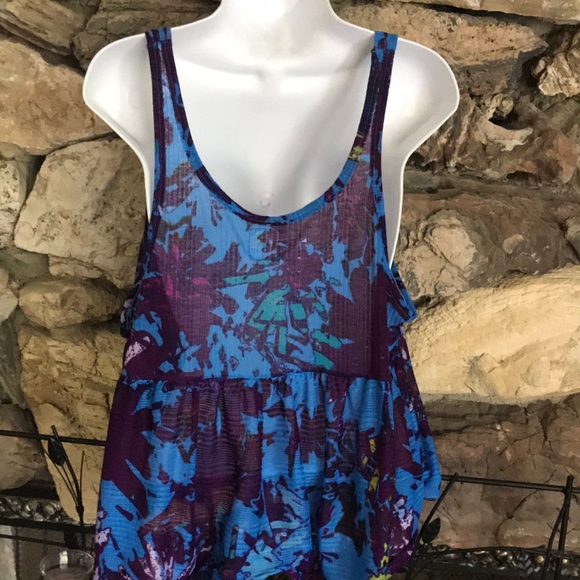 FREE PEOPLE TANK TOP HI-LO HEM Royal blue / Purple Size S - Picture 13 of 16
